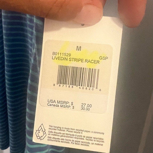 Volcom tank top, turquoise and lavender stripe, brand new with tags. - Picture 4 of 5